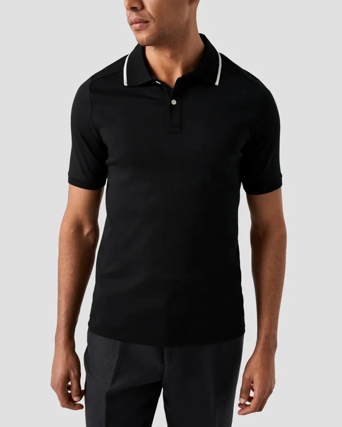 Men Polo Shirt Black Eton Polo Shirts