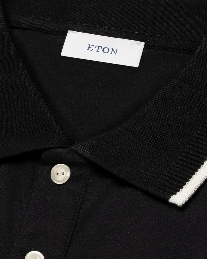 Men Polo Shirt Black Eton Polo Shirts