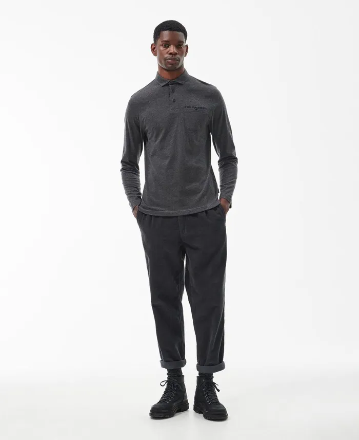 Men Polo Shirts Barbour Corpatch Polo Shirt Charcoal Men Polo Shirts Barbour Corpatch Polo Shirt Charcoal