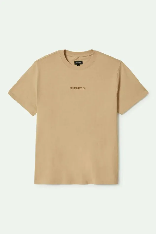 Men Quality Embroidered Heavyweight SS Standard TShirt Cream Classic Wash Brixton TShirts