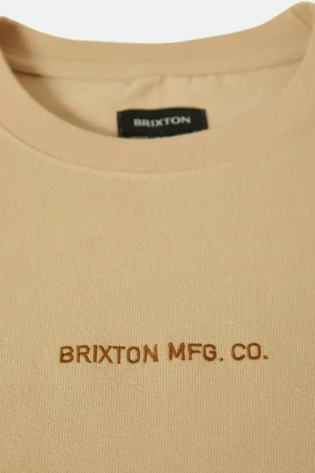 Men Quality Embroidered Heavyweight SS Standard TShirt Cream Classic Wash Brixton TShirts