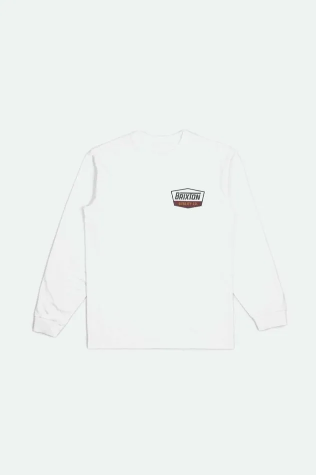Men Regal LS Standard TShirt Whitecharcoalmahogany Brixton TShirts