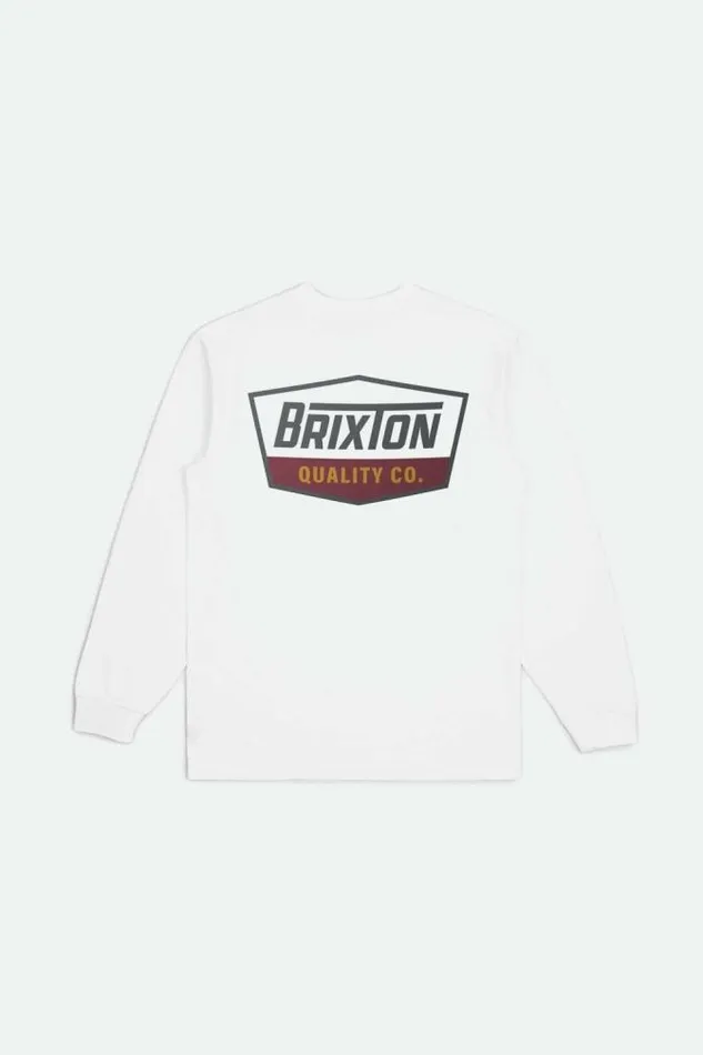 Men Regal LS Standard TShirt Whitecharcoalmahogany Brixton TShirts