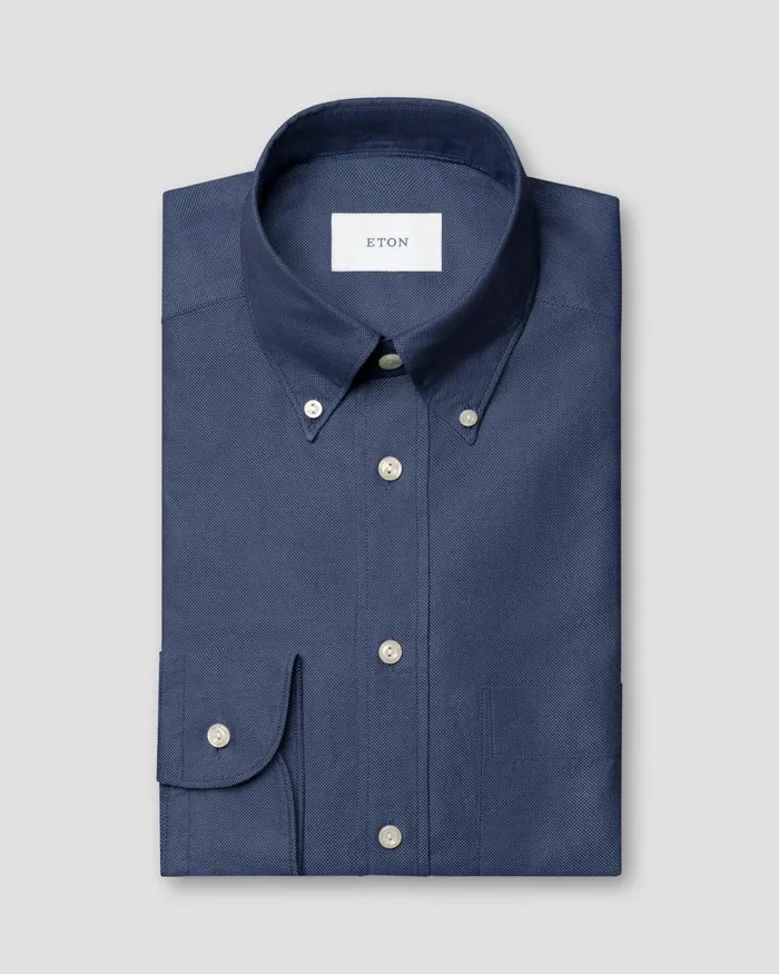 Men Royal Oxford Shirt Blue Eton Casual Shirts