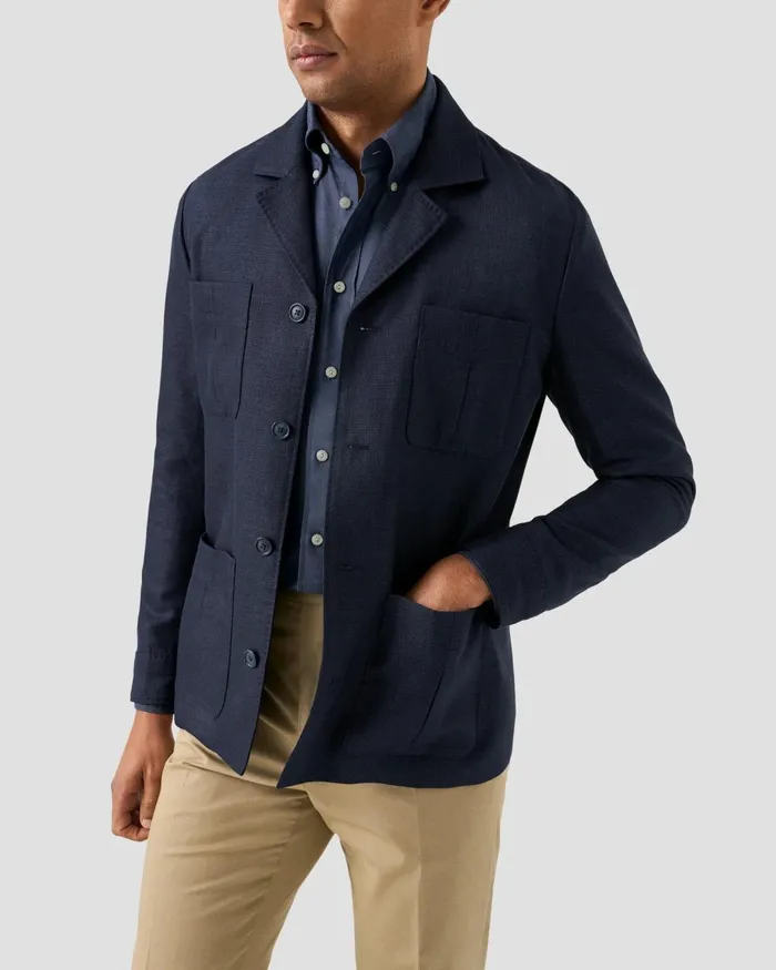 Men Royal Oxford Shirt Blue Eton Casual Shirts