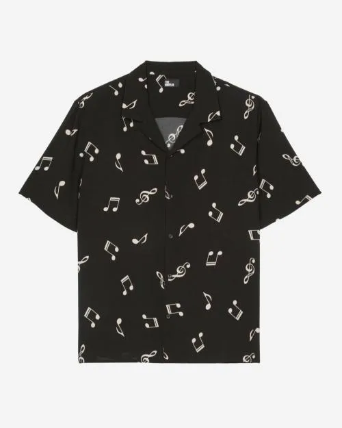 Men Shirts The Kooples ShortSleeved Music Print Shirt Black White