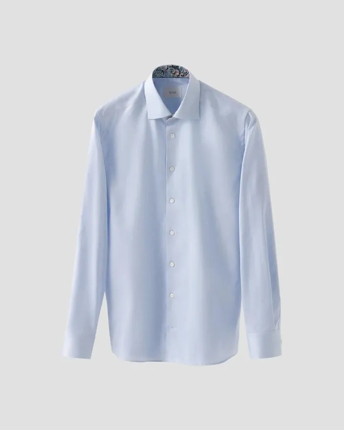 Men Signature Twill Paisley Effect Shirt Blue Eton Dress Shirts Men Signature Twill Paisley Effect Shirt Blue Eton Dress Shirts