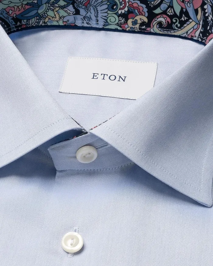 Men Signature Twill Paisley Effect Shirt Blue Eton Dress Shirts Men Signature Twill Paisley Effect Shirt Blue Eton Dress Shirts