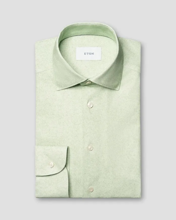 Men Solid Cotton FourWay Stretch Shirt Green Eton Dress Shirts