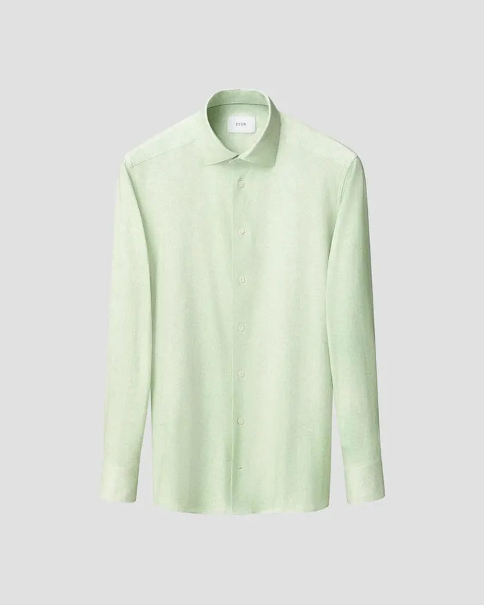 Men Solid Cotton FourWay Stretch Shirt Green Eton Dress Shirts
