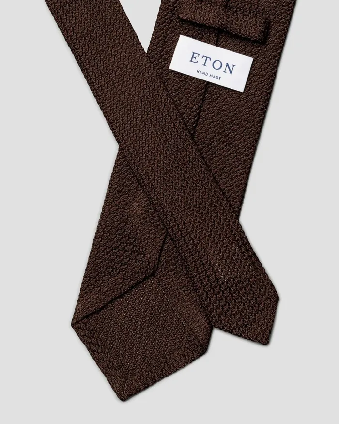 Men Solid Grenadine Tie Brown Eton Ties Men Solid Grenadine Tie Brown Eton Ties