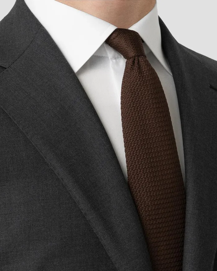 Men Solid Grenadine Tie Brown Eton Ties Men Solid Grenadine Tie Brown Eton Ties