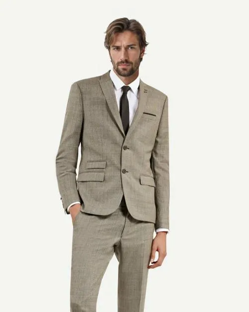 Men Suits The Kooples Beige Prince Of Wales Wool Suit Jacket Beige Melange