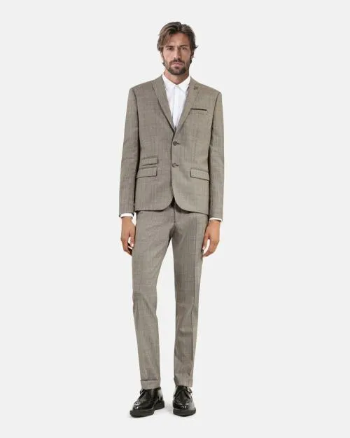 Men Suits The Kooples Beige Prince Of Wales Wool Suit Jacket Beige Melange