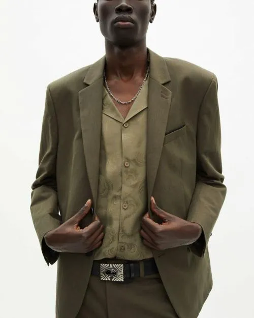 Men Suits The Kooples Khaki Cotton And Linen Suit Jacket Kaki