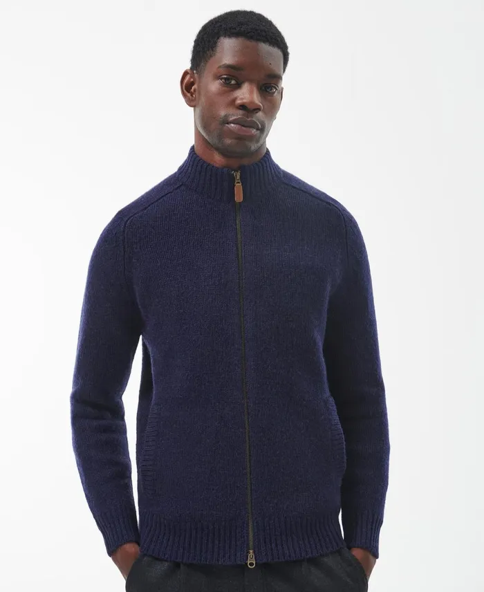 Men Sweaters Barbour Calder Zip Through Jumper Olive Tweed