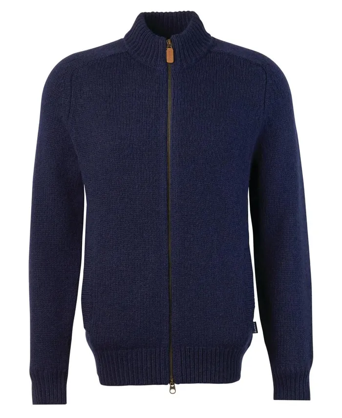 Men Sweaters Barbour Calder Zip Through Jumper Olive Tweed