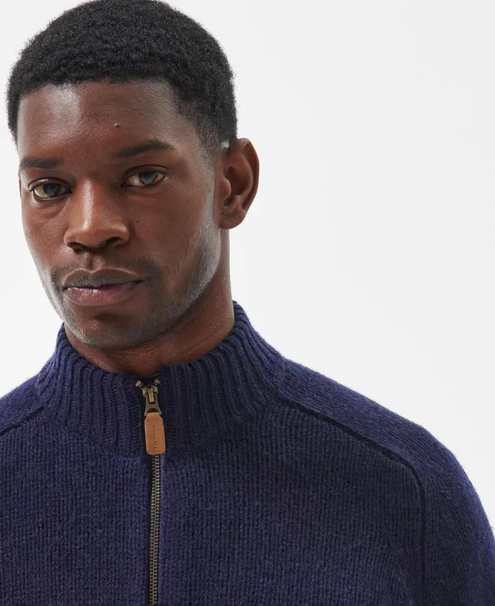 Men Sweaters Barbour Calder Zip Through Jumper Olive Tweed