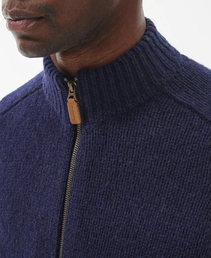 Men Sweaters Barbour Calder Zip Through Jumper Olive Tweed