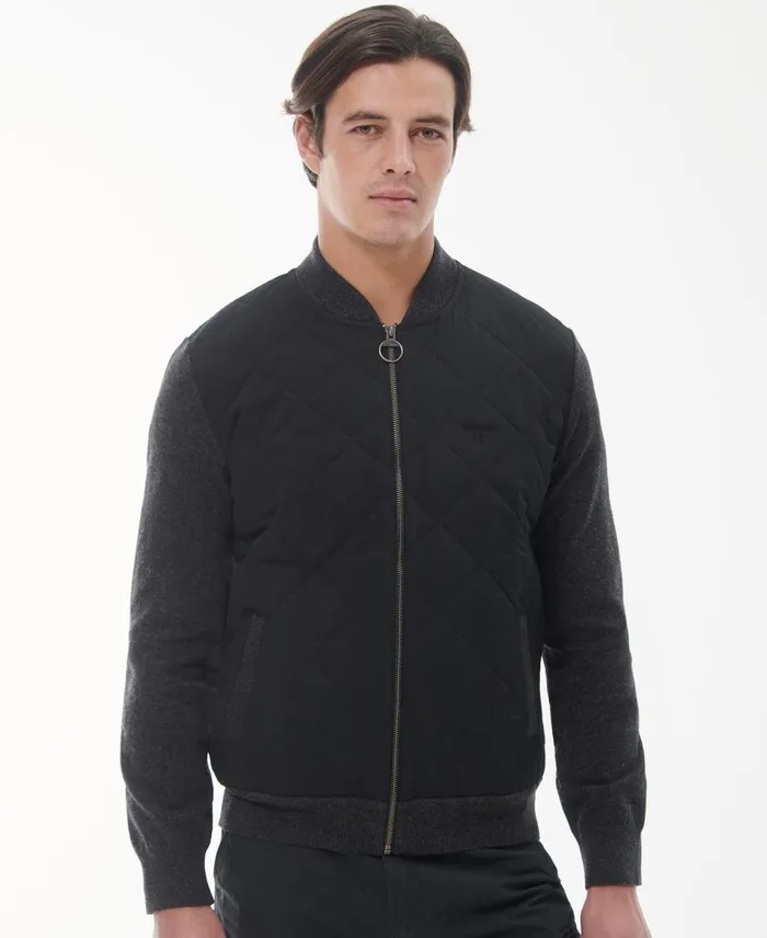 Men Sweaters Barbour Essential Quilted ZipThru Jacket Classic Navy