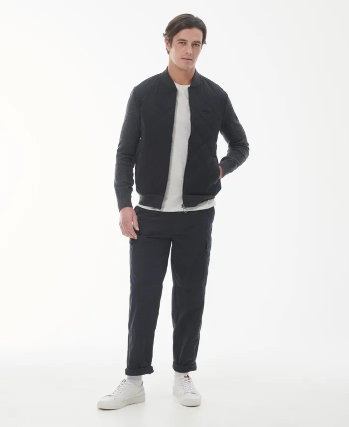 Men Sweaters Barbour Essential Quilted ZipThru Jacket Classic Navy