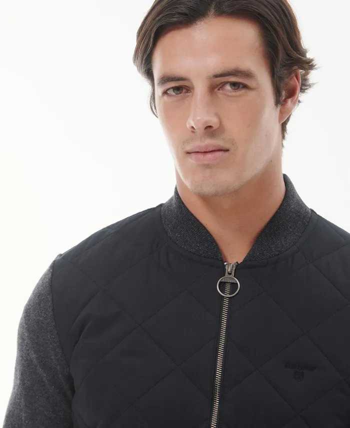 Men Sweaters Barbour Essential Quilted ZipThru Jacket Classic Navy