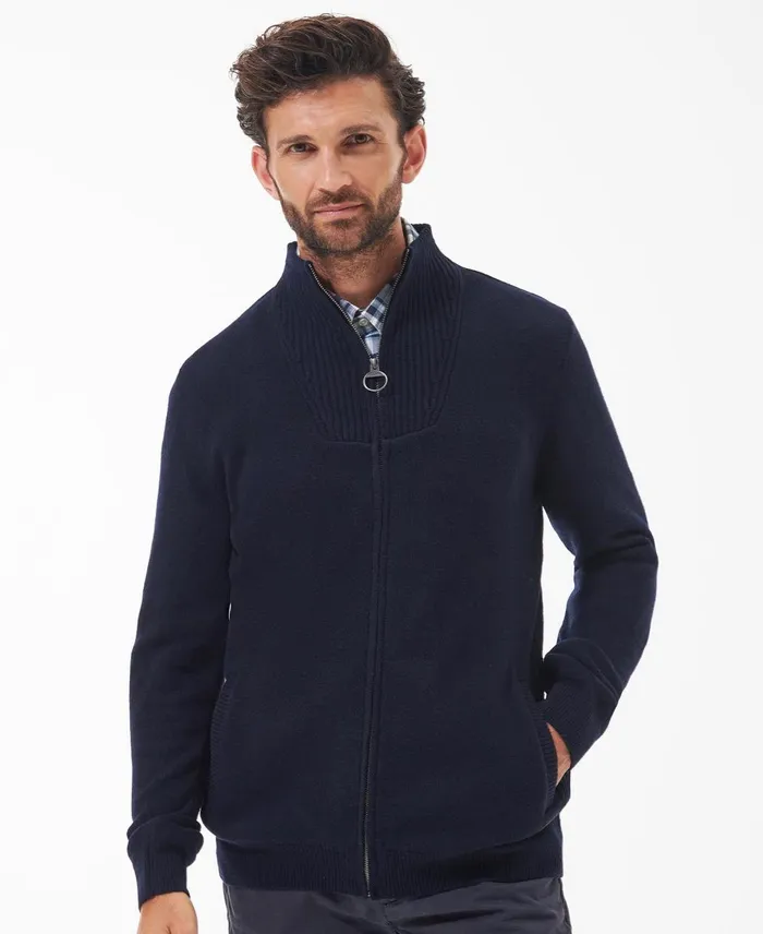 Men Sweaters Barbour Nelson Essential FullZip Jumper Seaweed