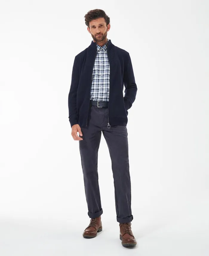 Men Sweaters Barbour Nelson Essential FullZip Jumper Seaweed