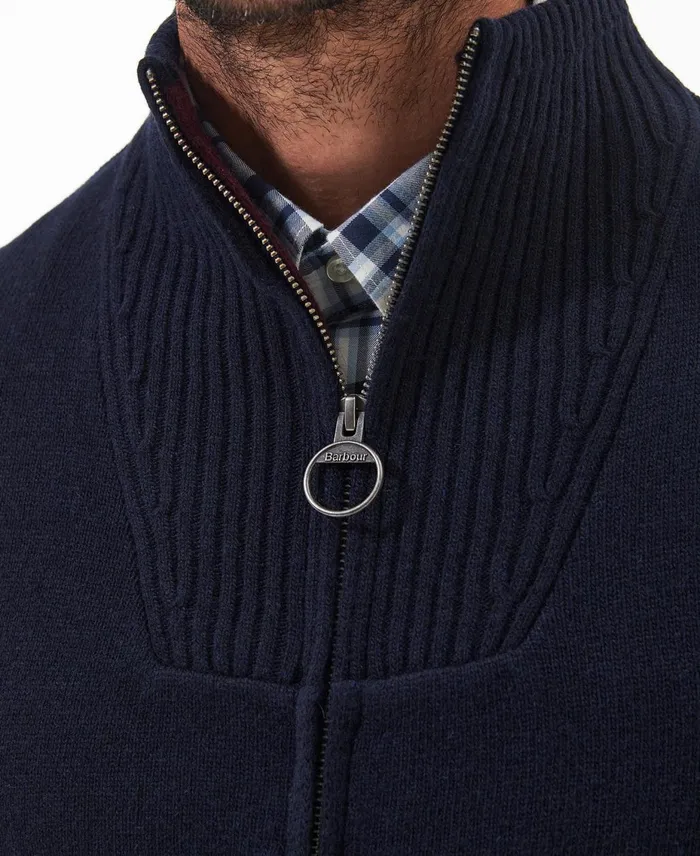 Men Sweaters Barbour Nelson Essential FullZip Jumper Seaweed