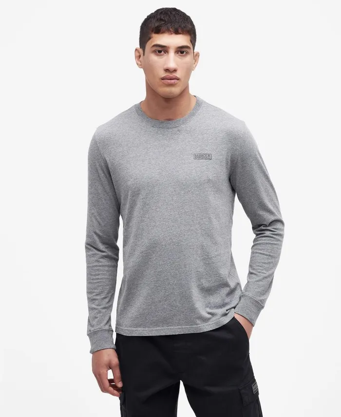 Men TShirts Barbour BIntl Long Sleeved Logo TShirt Black