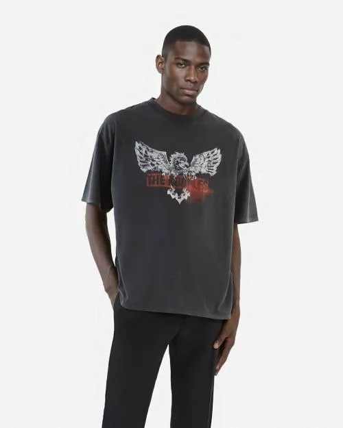 Men Tshirts The Kooples Black Screen Print TShirt Black Washed