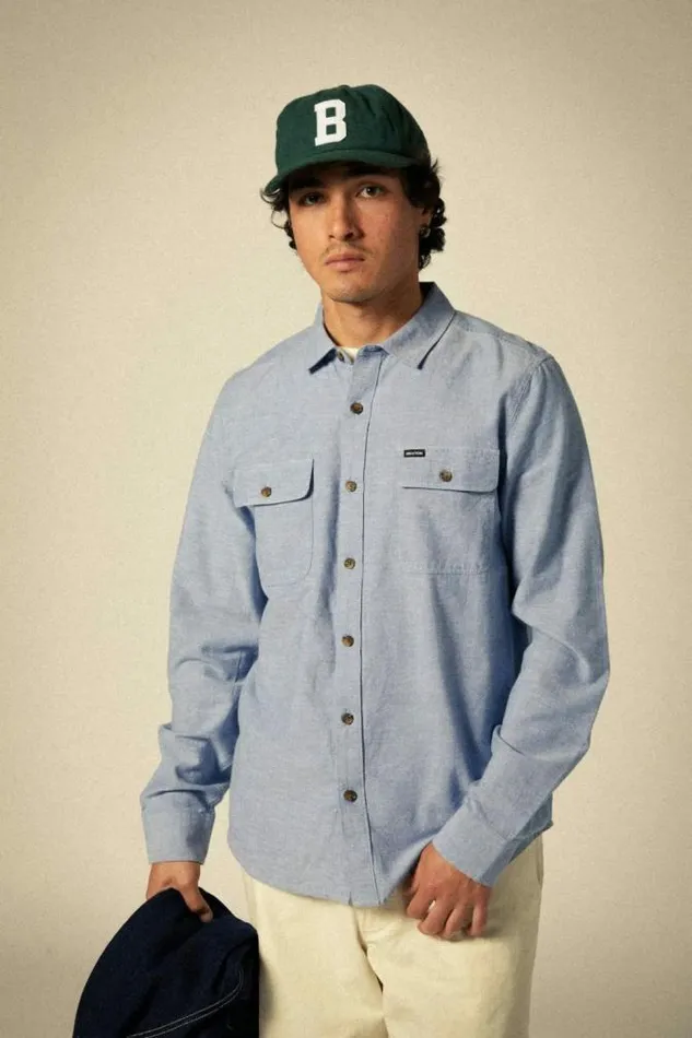 Men The Daily Cotton LS Shirt Medium Wash Chambrey Brixton Button Ups