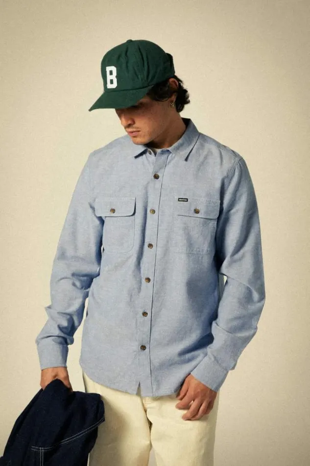 Men The Daily Cotton LS Shirt Medium Wash Chambrey Brixton Button Ups