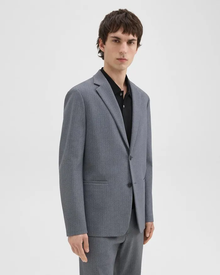 Men Theory Blazers Jackets Clinton Blazer In Herringbone Precision Ponte Grey Melange