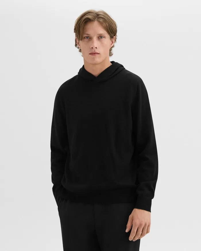 Men Theory Sweaters Cardigans Hilles Hoodie In Cashmere Black