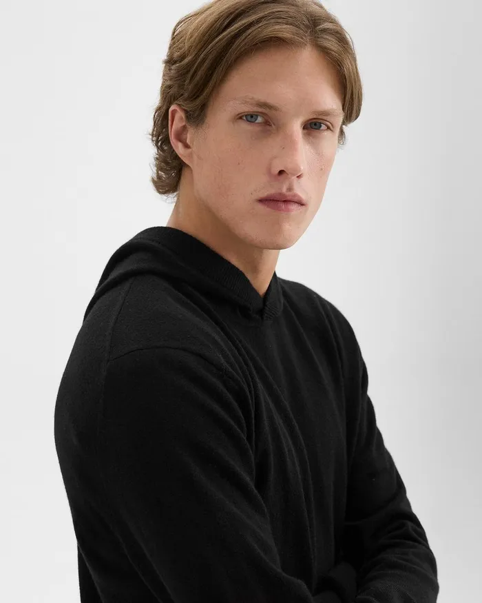 Men Theory Sweaters Cardigans Hilles Hoodie In Cashmere Black