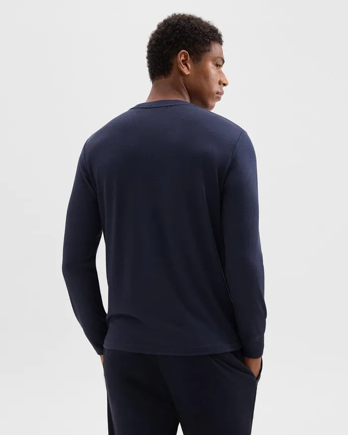 Men Theory TShirts Polos Essential LongSleeve Tee In Anemone Modal Jersey Baltic