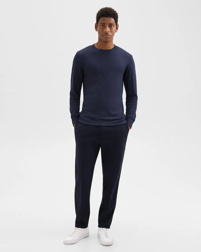 Men Theory TShirts Polos Essential LongSleeve Tee In Anemone Modal Jersey Baltic