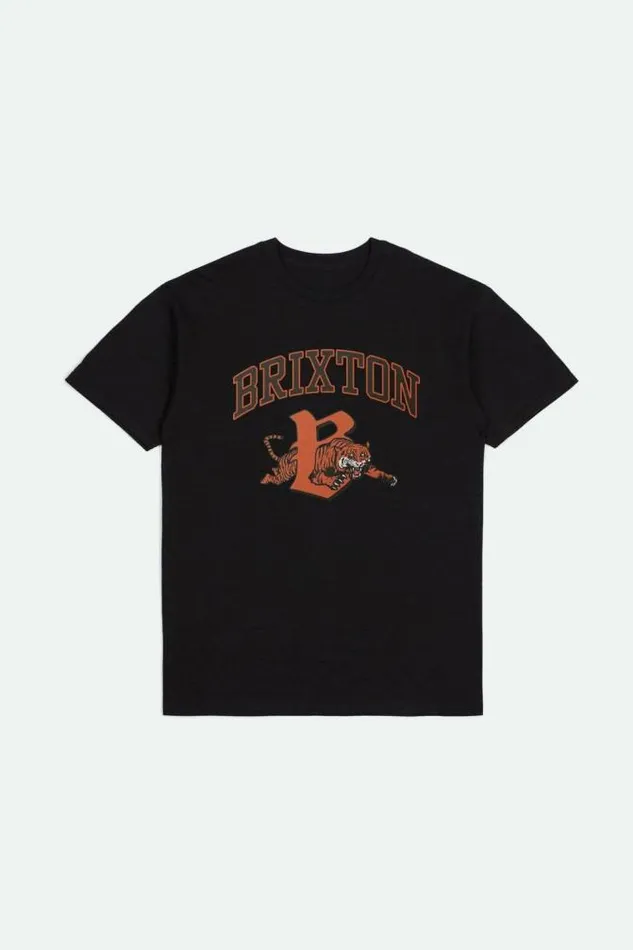 Men Tiger SS Standard TShirt Black Worn Wash Brixton TShirts
