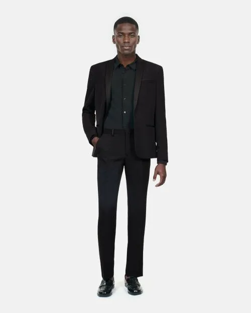 Men Trousers and Jeans The Kooples Black Tuxedo Trousers With Satin Details Straight Cut Black
