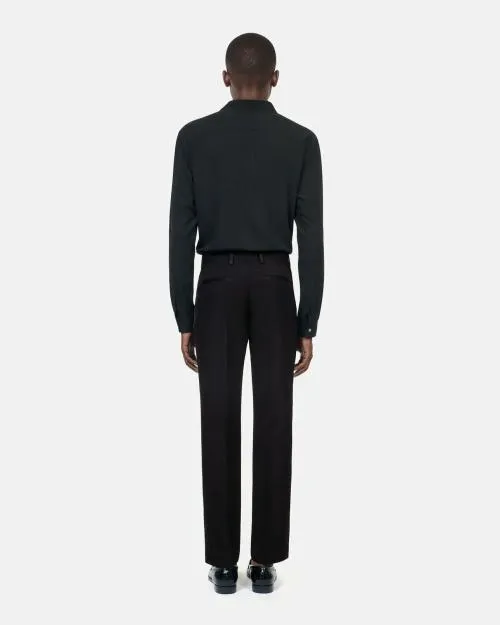 Men Trousers and Jeans The Kooples Black Tuxedo Trousers With Satin Details Straight Cut Black