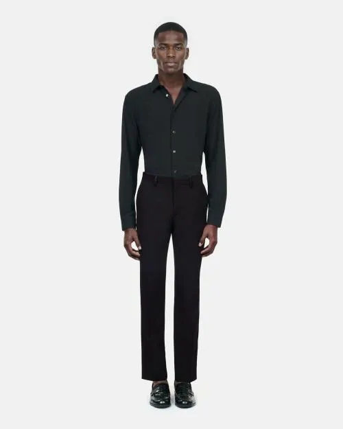 Men Trousers and Jeans The Kooples Black Tuxedo Trousers With Satin Details Straight Cut Black