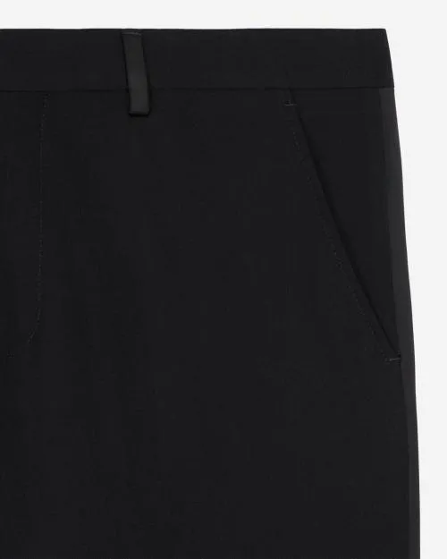 Men Trousers and Jeans The Kooples Black Tuxedo Trousers With Satin Details Straight Cut Black