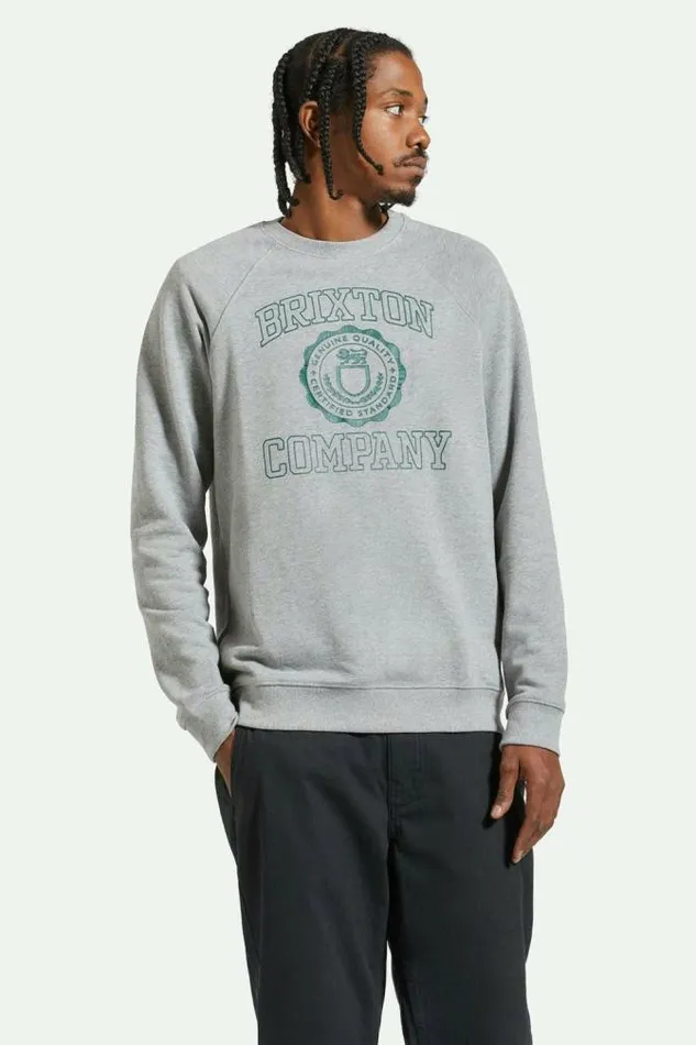 Men University Broken In Crew Heather Greypine Needle Brixton Sweatshirts and Hoodies