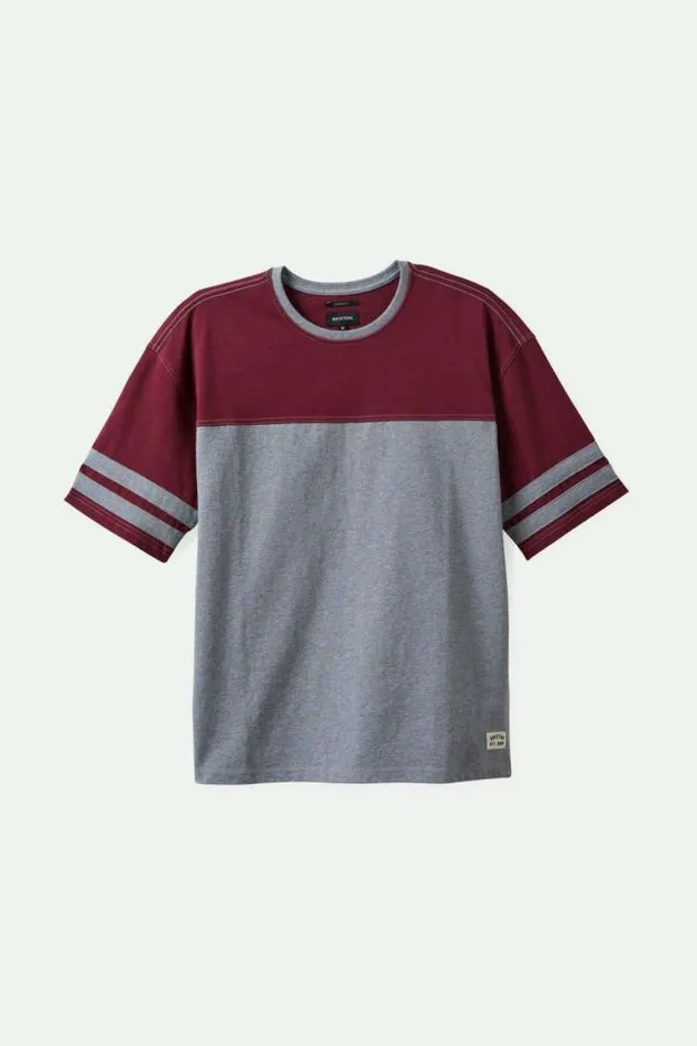 Men Varsity Heavyweight Football TShirt Heather Greycordovan Red Brixton TShirts Men Varsity Heavyweight Football TShirt Heather Greycordovan Red Brixton TShirts
