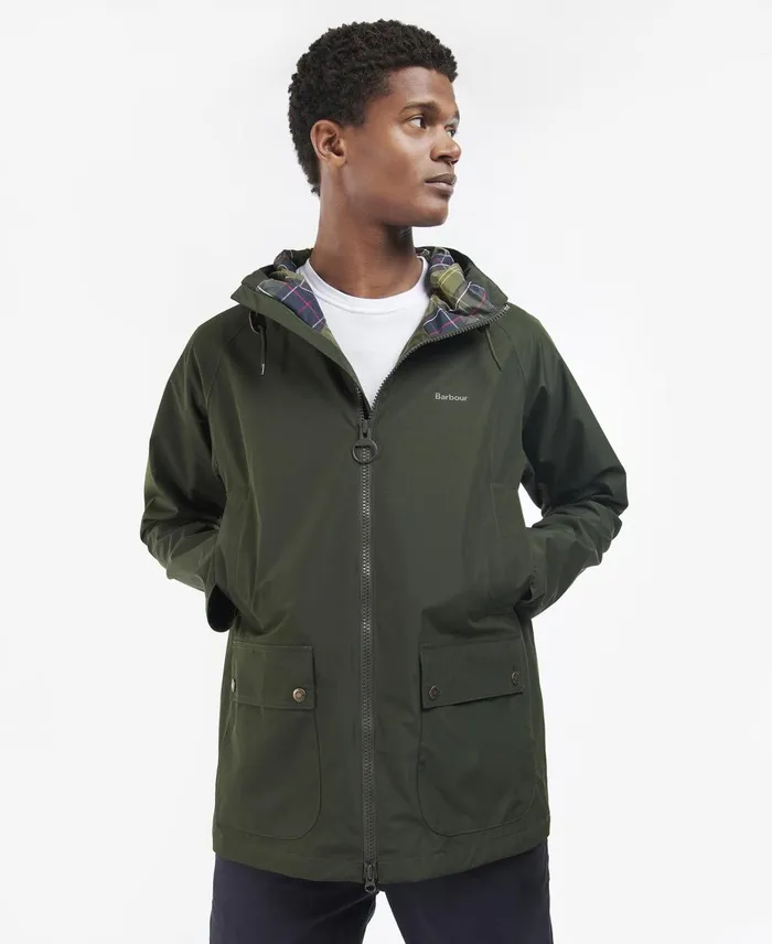 Men Waterproof Jackets Barbour Hooded Domus Jacket Russet Brown