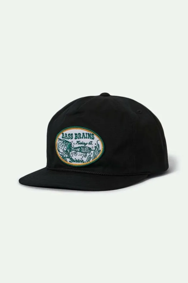 MenWomen Bass Brains Swim HP Snapback Black Brixton Snapbacks