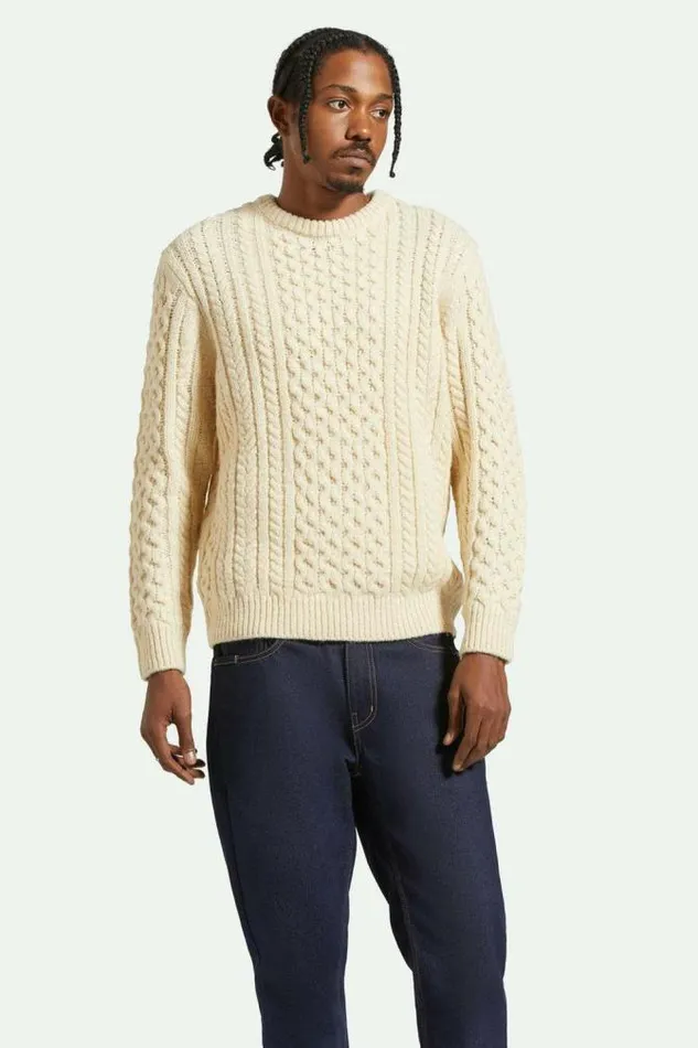 MenWomen Classic Fisherman Cable Knit Sweater Oatmeal Brixton Sweatshirts and Hoodies