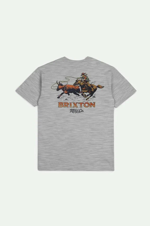 Men Wrangling SS Standard TShirt Heather Grey Brixton TShirts