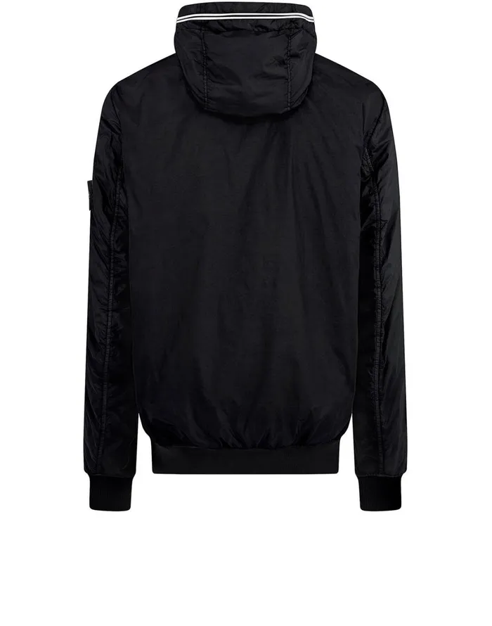 Mens 40423 Garment Dyed Crinkle Reps Ny With PrimaloftTc Hooded Blouson In Black Stone Island Coats 038 Jackets